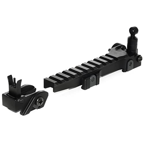 Airsoft Softair Bell KAC Stil Flip-Up Aufklappen Sight Schiene Set für G36 Serie AEG GBB Gewehre Schwarz