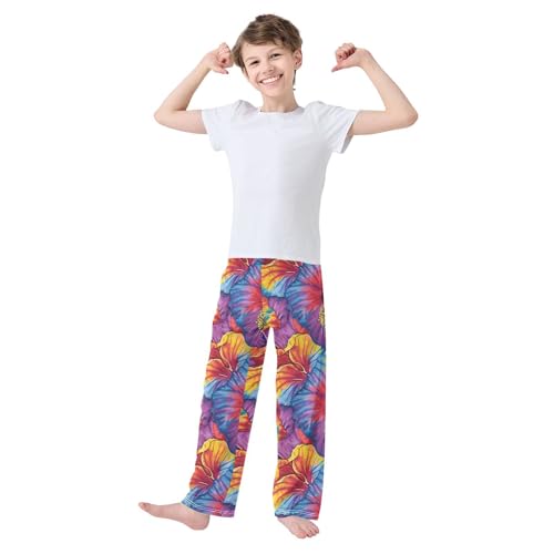 ALAZA Hibiscus Flower Colorful Pajama Lounge Pants Long Sleep Pajama Bottoms with Pockets3