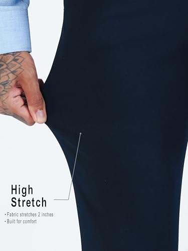 Image of Mc Henry Men's Techno Flex 2inch-Waist Expandable Wrinkle Free Slim Fit 4 Way Lycra for Elite and Luxurious Formal /Casual Trousers