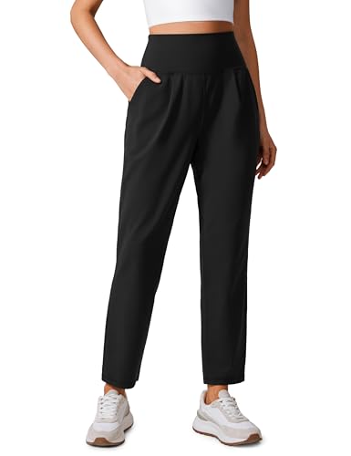 CRZ YOGA Butterlift Ankle Casual Yoga Pants for Women 7/8 Tapered Front Pleated for Lounge Travel with Pockets