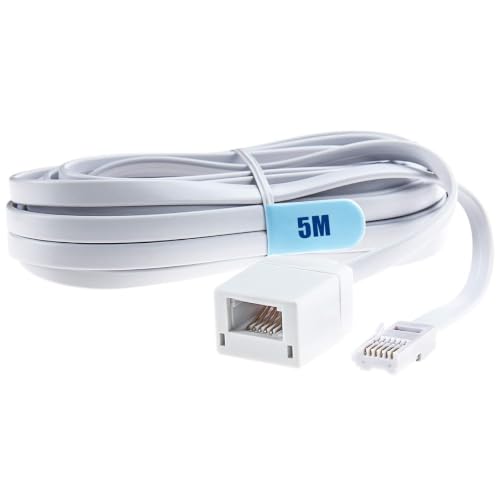 Ancable - Cavo di prolunga telefonico BT, 5 m, da maschio a femmina, cavo di prolunga dritto a 6 pin, per telefono fisso BT UK, casa e ufficio, fax, modem, extender a 6 fili