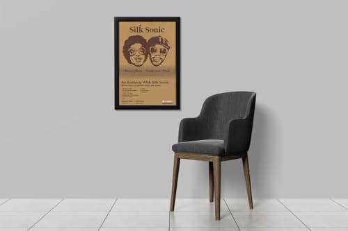 Image of BLINKART Bruno mars- An Evening With Silk Sonic Wall Photo Frames | Wall Art for Bedroom, Living Room, Studio or Office | Album Cover Print with Spotify Song Link QR Code | Gift for Fans - 8x12 In