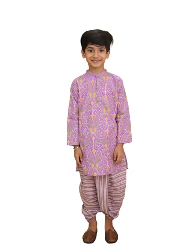 Image of The Mom Store Baby /Kids Boys Dhoti Kurta Set | Dhoti and Kurta | 100% Cotton | Comfortable | Ethnic | Festive Look | Block Prints | Colored Dhoti | Blue