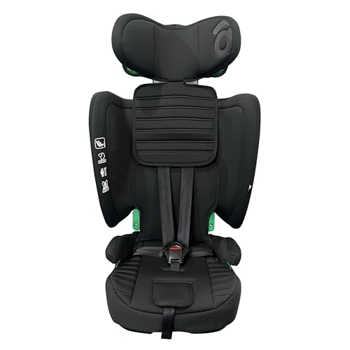 Asalvo NEOCARE Silla de Auto i-Size (76-150 cm), Grupo 1/2/3, Con Arnés de 5 Puntos y Reposacabezas Ajustable, Solo en Sentido de la Marcha, Con Cinturón del Vehículo, Reclinable y Evolutiva, Negro