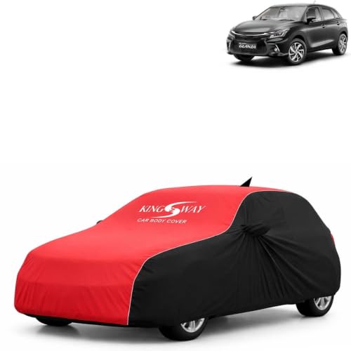 Image of KINGSWAY Super Waterproof Car Cover Only with Glanza (Year 2022 Onwards - All Model) | Mirror and Antenna Pockets | All Weather Car Body Cover with Silver Piping | Black Red
