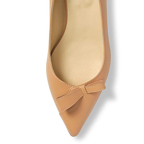 XYD Women Cute Bow Knot Flats Closed Pointed Toe Stacked Heel Flat Solid Color/Print Slip On Comfort Walking Ballet Party Dress Shoes2