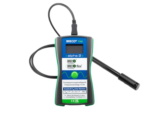 Breco® Trumspannungsmessgerät TSM alpha 2 Riemenspannungsmessgerät, Messbereich 5-500 Hz, 3-stellige LCD-Anzeige, externer Sensor mit Ø 15,5 mm und 125 mm Länge, Anschlusskabel mit Mini-USB-Buchse