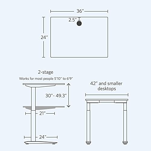 Image of Fully Jarvis Standing Desk 36 inch x 24 inch Natural Bamboo Top - Electric Adjustable Desk Height from 30 inch to 49 inch with Memory Preset Controller (Rectangle, White Frame)