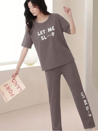 Image of SMOWKLY Women's Premium Cotton Blend Cute Print Two Piece Pj Sleepwear