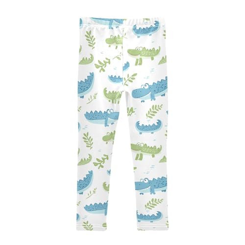 Wusikd Cute Crocodile Girls' Leggings Toddler Doodles Kids Yoga Pants Dance Active Tights 4T2