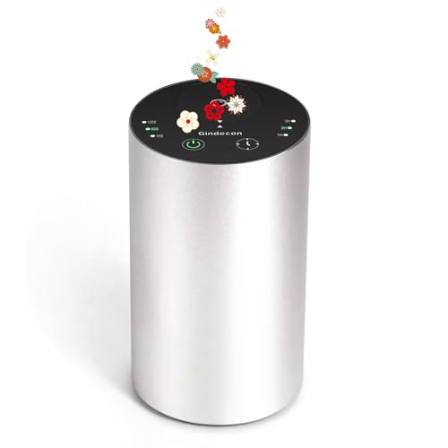 GINDECON Waterless Essential Oil Diffuser | Pure Oil Only (No Water Needed) | 3 Mist Modes + USB Charging | UK Stock (Premium Metal Silver)