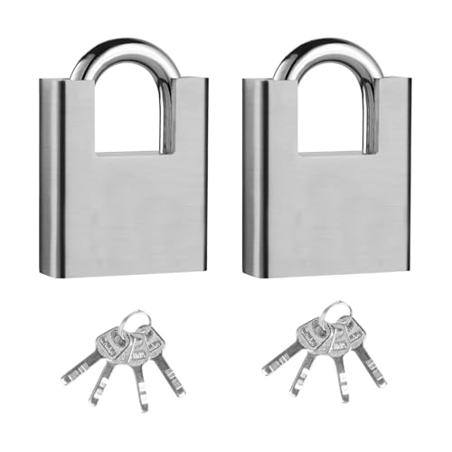 2 cadeados resistentes com chaves para exteriores, 40 mm, impermeáveis, industriais, de alta segurança, resistentes às intempéries, para recipientes, armazéns, garagens, obturadores, portas