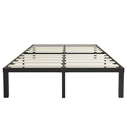 45MinST 18 Inch Heavy Duty Metal Platform Bed Frame Wood Slat Support Mattress Foundation Noise Free No Box Spring Needed, King