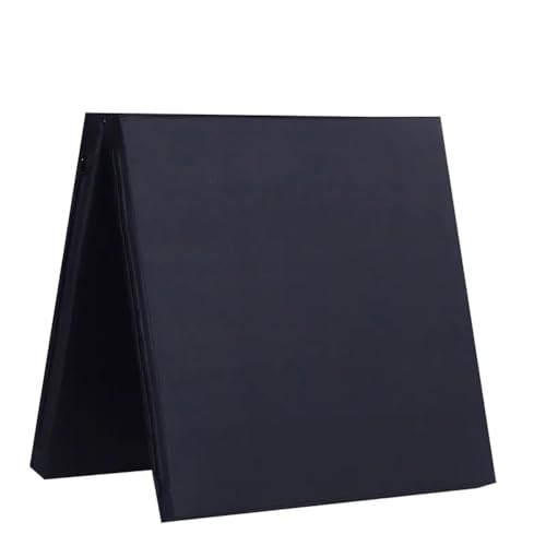 Colchoneta de gimnasia, esterilla de gimnasio, colchón plegable con asa, grosor de 5/10 cm, tela Oxford/cuero PU, alfombrilla de suelo, cama de invitados de suelo con funda extraíble (Negro-PU