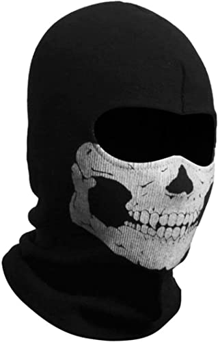 Pasamontañas unisex con estampado de fantasma, máscara de fantasma, máscara de motocicleta, máscara de esqueleto de cara completa, máscaras de terror, máscaras de esquí para disfraces, color negro, S