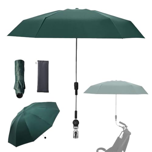Nakazawa Clip-on Umbrella for Stroller Sunshade Adjustable Steering Angle Handle Included Compact and Lightweight Suitable for All Kinds of Strollers (Dark Green)