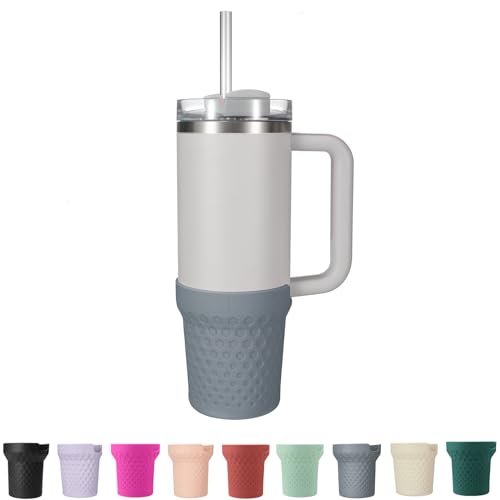 Silicone Boot for Stanley, Cup Bottom Protector Sleeve Accessories for Stanley Quencher H2.0 FlowState Tumbler 20oz/30oz/Stanley Adventure Quencher Tumbler 24oz (Gray)