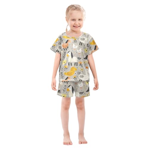ALAZA Horse Sheep Chicken Goose Duck Pajamas Short Sleeve 2 Piece Sleepwear Top and Bottom Pajama Set Unisex3