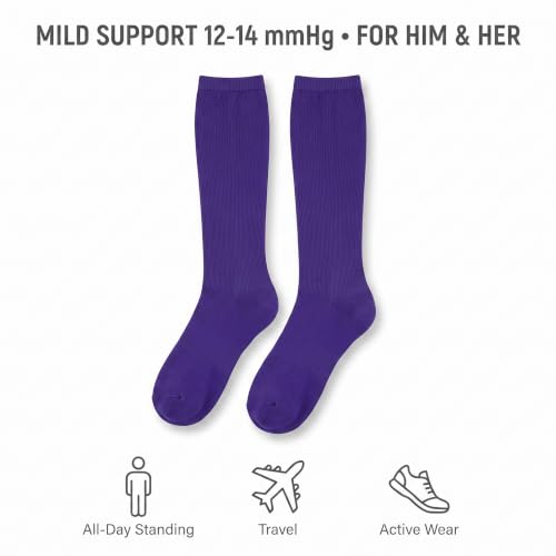 Image of Tipi Toe 3 Pairs Patterned Compression Socks for Women & Men, 12-14 mmHg Mild Support for Circulation & Swelling, Knee High