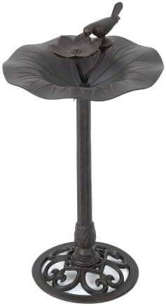 Outdoor Aluminum and Iron Top Bird Bath with Iron Base - Charming Addition to Your Outdoor Space