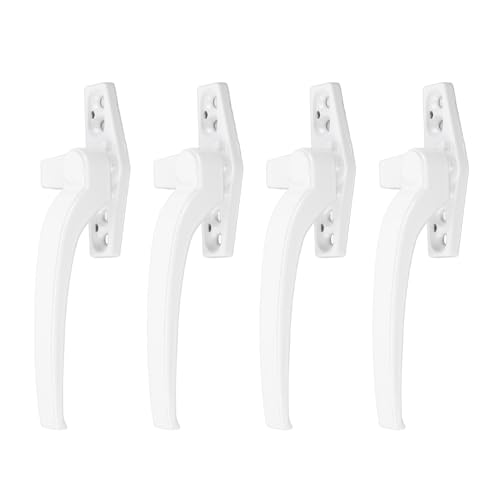 Image of Aramox Aluminum Alloy Window Handle Casement Window Lock Flat Open External Push Design for Aluminum and Wood Windows Simple Installation Wear Rust Home Use (White)