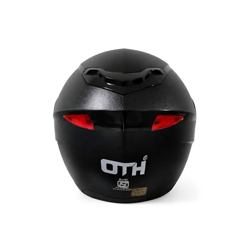 Image of OTH Unique Flip-Up Helmet for Men, Full Face Motorbike Helmet, ISI Certified, Anti-Scratch & UV Resistant Visor, Black