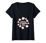 Photo Gallery donna felice canada day maple leaf design canadesi uomini donne maglietta con collo a v Photo Gallery donna felice canada day maple leaf design canadesi uomini donne maglietta con collo a v