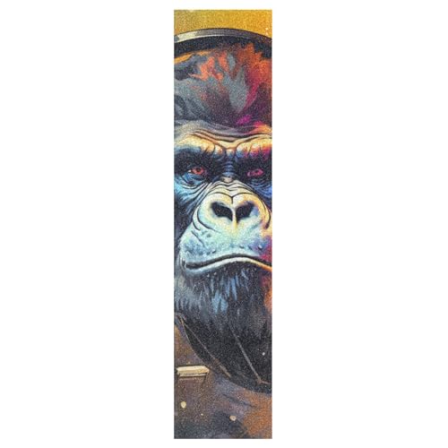 Cool Watercolor Gorilla Skateboard Grip Tape Sheets Creative Longboard Waterproof Griptapes for Youth Boys Girls Kids Men No Bubble Free Easy to Apply(1Pcs)