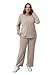 WIHOLL Two Piece Sets for Women Lounge 2 Piece Outfits Early Fall Fashion Must Haves Clothes Travel Airport Vacation Sweatsuits Tracksuit Lounge Wear Pajamas Matching Sets Winter Clothing Beige M