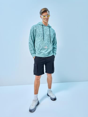 Image of Bewakoof Men's Cotton Blend Official Dc Merchandise Graphic Printed Oversized Fit Full Sleeve Terry Hoodies