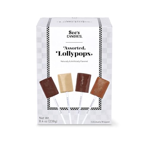 See’s Candies 8.4 oz Assorted Lollypops, Classic Flavors - Vanilla, Butterscotch, Chocolate, Coffee