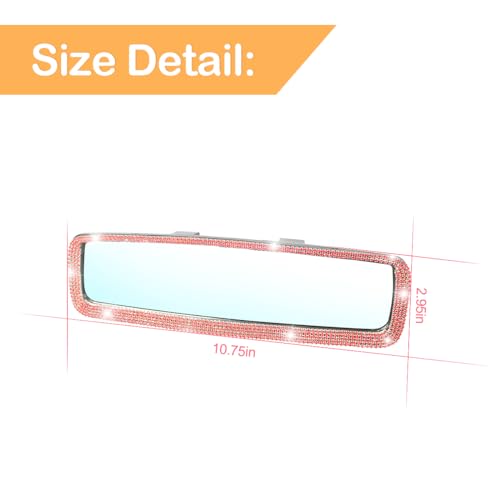 Image of Osilly Bling Car Rearview Mirror, Decorations Rear View Mirror with Crystal Rhinestones & Diamonds, Car Interior Trim Accessories, Clip-on & HD Glass, Sparkly Gift for Mother Women Girls (Red)