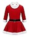 Yihuimin Kids Girls Christmas Leotard Santa Costume Faux Fur Adorned Dance Outfit for Figure Ice Skating Red 10 Years