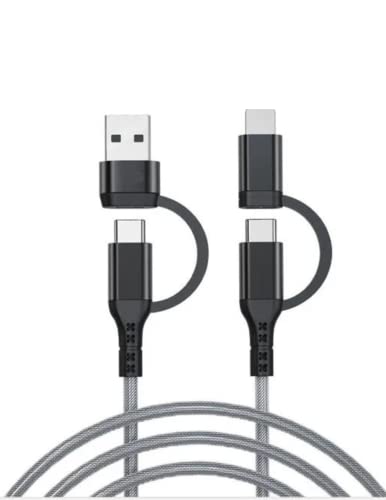 Joyful Bytes USB C Multi Fast Charging Cable PD 60W Nylon Braided Cord 4-in-1 3A USB/C to Type C/Phone Fast Sync Charger Adapter Compatible with Laptop/Tablet/Phone (3FT)