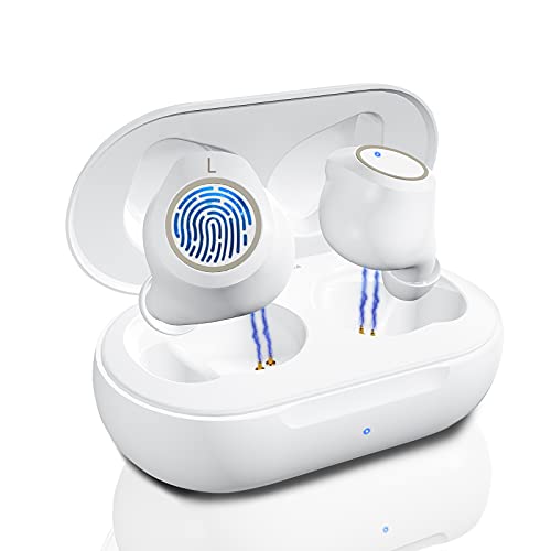 Hearing Aids for Seniors, Rikimxin Rechargeable Hearing Amplifier with Noise Cancelling and 6 Volume Control, Inner-Ear Mini Digital Hearing Aids for Hearing Loss with Charging Box (White)