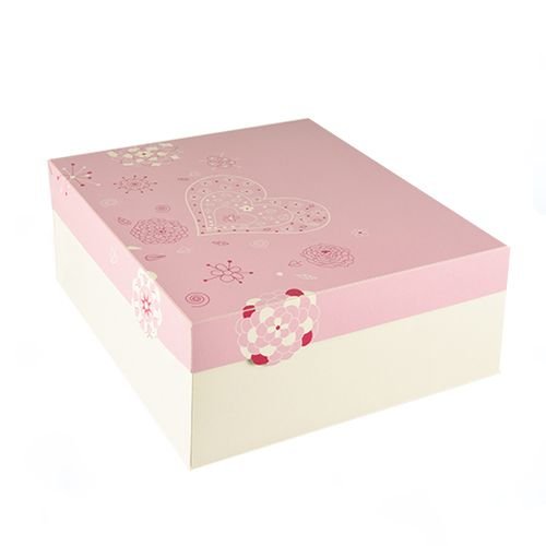 Lovely Flowers 85806 - Lote de 15 cajas de cartón para tartas (30 x 30 x 13 cm), diseño de flores, color blanco y rosa