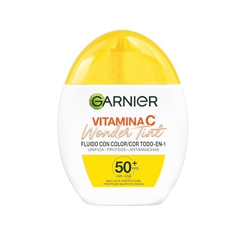 Garnier Vitamina C Wonder Tint Fluido [Tono Claro] Todo en 1 BB Cream con 5% de [Glicerina + Niacinamida + Vitamina C*] Uso Diario Unifica, Protege y Antimanchas FPS50+. 40ML