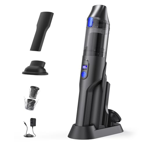 Bagotte Handheld Vacuum Cordless, Rechargeable Handheld Vacuum Cleaner with 20kPa Strong Suction, 35 Mins Run Time, LED Display, Crevice Tool & Brush for Car Home