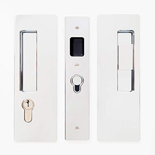 Cavilock CL400C-KE-34-RH Magnetic Keyed Entry Pocket Door Lock Set with RH Snib/LH Key for 1-3/4 Inch Thick Doors - Bright Chrome