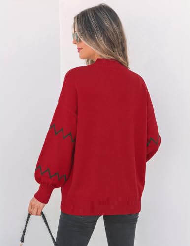 Image of ZESICA Women's 2026 Fall Striped Pullover Sweaters Tops Fashion Outfits