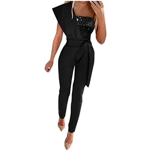 EMATOP Jumpsuits für Damen Elegant Einteiler Overall Lang Einfarbig...