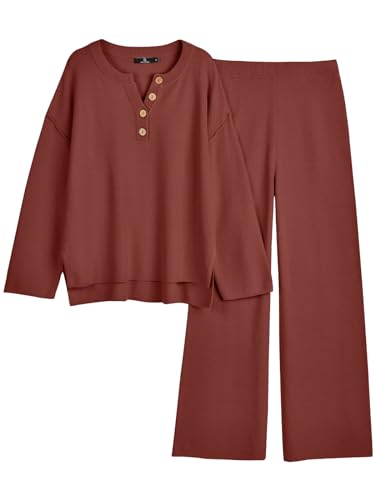 Image of LILLUSORY Women's 2 Piece Lounge Sets Oversized Slouchy Matching Cozy Knit Sets