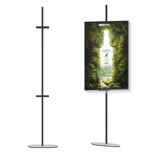 Adjustable Easel Stand for Picture Frames, Holds Frames Up to 64" Tall - Sturdy Metal Floor Easels for Art, Signs, Photos | for Home, Office, Gallery Display (Black)