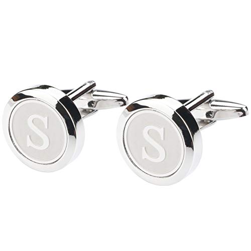 image for Dannyshi Mens Classic Stainless Steel Initial Cufflinks 26 Alphabet In