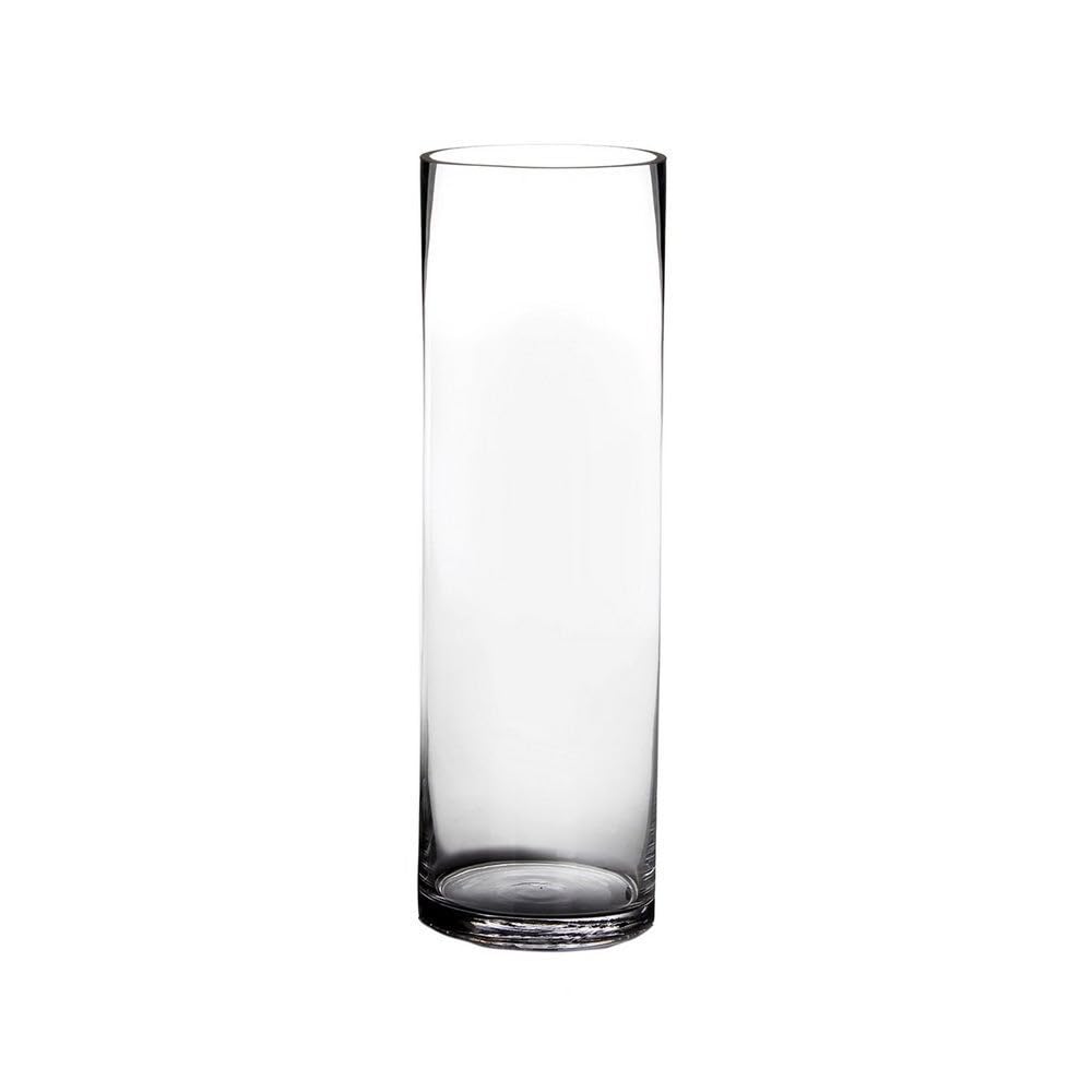LOLAhome Jarrón Cilíndrico de Cristal Transparente Decorativo para Flores, Diseño Redondo, Ø 15x50 cm, Resistente y Elegante, para Decoración de Interiores, arreglos Florales, Centros de Mesa.