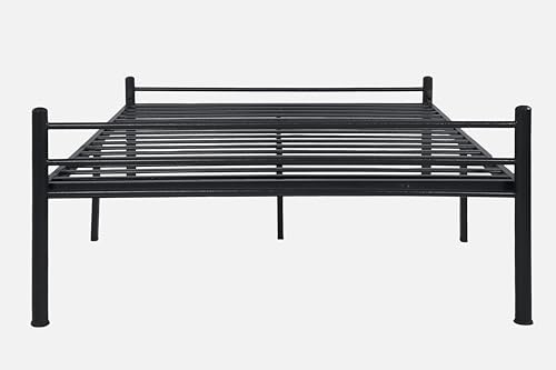 Image of Nivo Metal Queen Size Bed Without Storage | Wrought Iron Double Bed with Headboard & Footboard | Sturdy Powder Coated Platform Bed Queen Size Cot for BedroomLivingRoom Black (75x60)