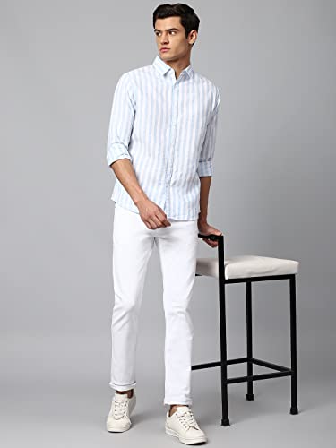 Image of Dennis Lingo Men's Striped Slim Fit Casual Shirt for Men with Spread Collar