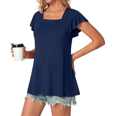 TAOHUADAO Women's Ruffle Sleeve Tunic Top Cover