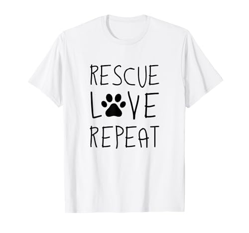 Dog Rescue Love Repeat Adopt Awareness T-Shirt