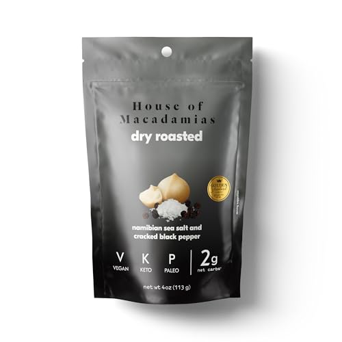 HOUSE OF MACADAMIAS Sea Salt & Black Pepper Dry Roasted Macadamias, 113 GR